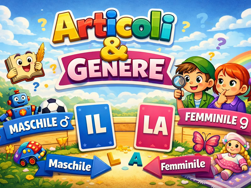 Articoli & Genere - gioco didattico della categoria Italiano e lingue straniere