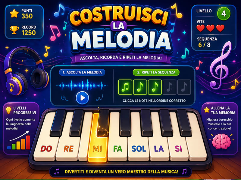 Costruisci la Melodia - gioco didattico della categoria Educazione musicale