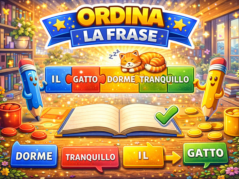 Ordina la frase - gioco didattico della categoria Italiano e lingue straniere