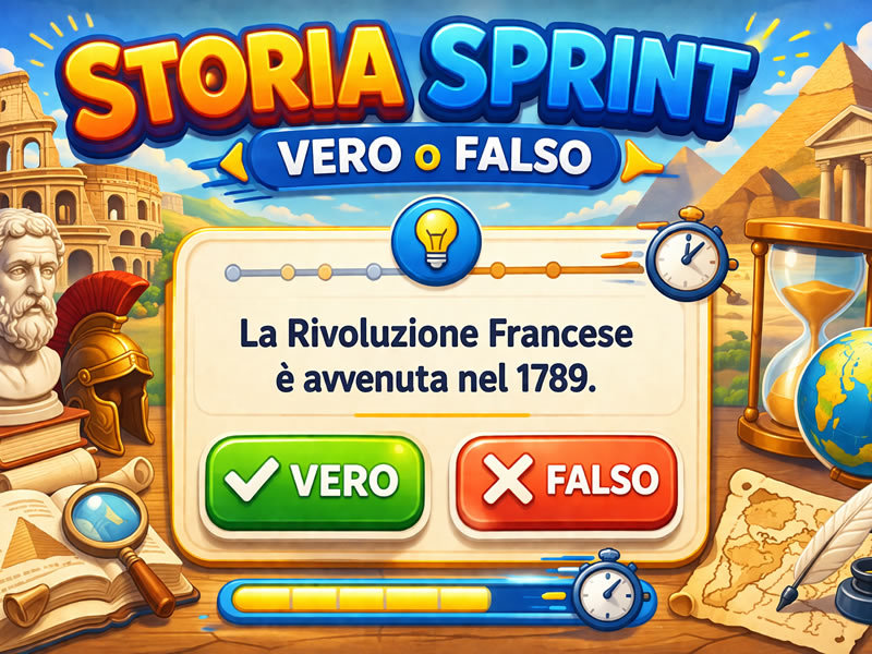 STORIA Sprint - Vero/Falso - gioco didattico della categoria Storia, geografia e scienze