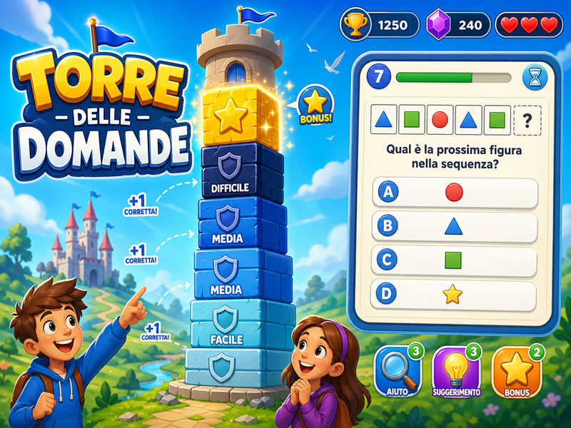 Torre delle Domande - gioco didattico della categoria Logica, attenzione e memoria
